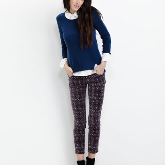 Free People Skinny Printed Velvet Jeans - Picture 2 of 6